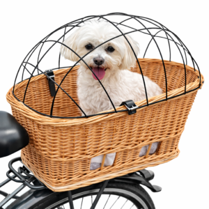 Kosz wiklinowy na bagażnik dla psa kota natural