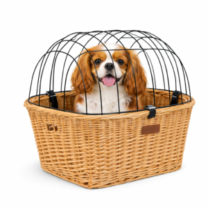 Kosz na kierownicę wiklinowy dla psa kota naturalny rowerowy