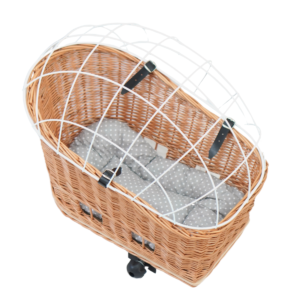 Kosz rowerowy na bagażnik do przewożenia psa kota NOWOŚĆ biała kratka + poduszka