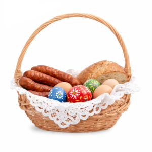 Kosz wielkanocny wiklinowy Rajtak taśma mały świąteczny