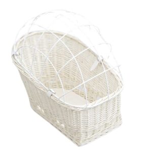 Kosz wiklinowy rowerowy na bagażnik do przewożenia psa kota biały NOWOŚĆ biała kratka i paski