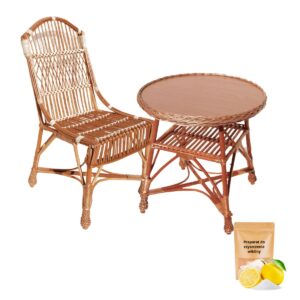 Zestaw mebli do domu i ogrodu okrągły stół 60 cm krzesło Ażur naturalna wiklina