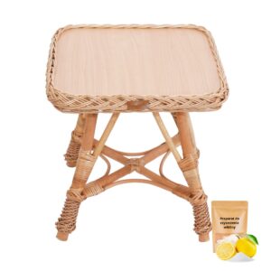 STOLIK KWADRATOWY KAWOWY WIKLINOWY NATURALNY GRATIS środek do czyszczenia