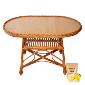 Stół wiklinowy owalny płyta blat 80 cm wiklina GRATIS  środek do czyszczenia