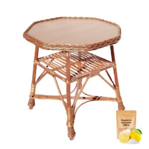 Stół wiklinowy ośmiokąt płyta blat wiklina GRATIS środek do czyszczenia