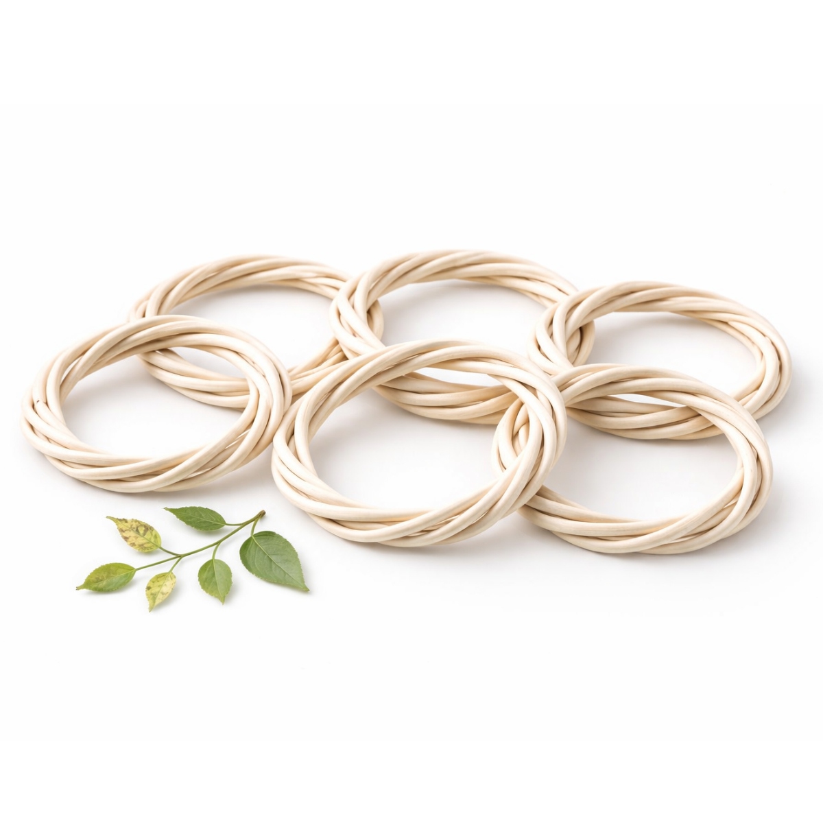 Pierścienie na serwetki z wikliny RINGI wybielone – zestaw 6 sztuk